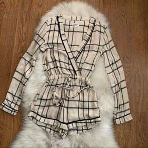 Out From Under Beige/Black Window Print Romper XS